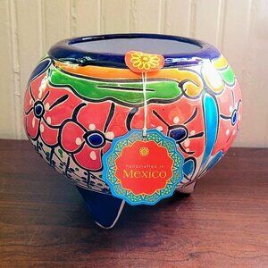 Castillo Family Mexican Talavera Footed Planter Pot